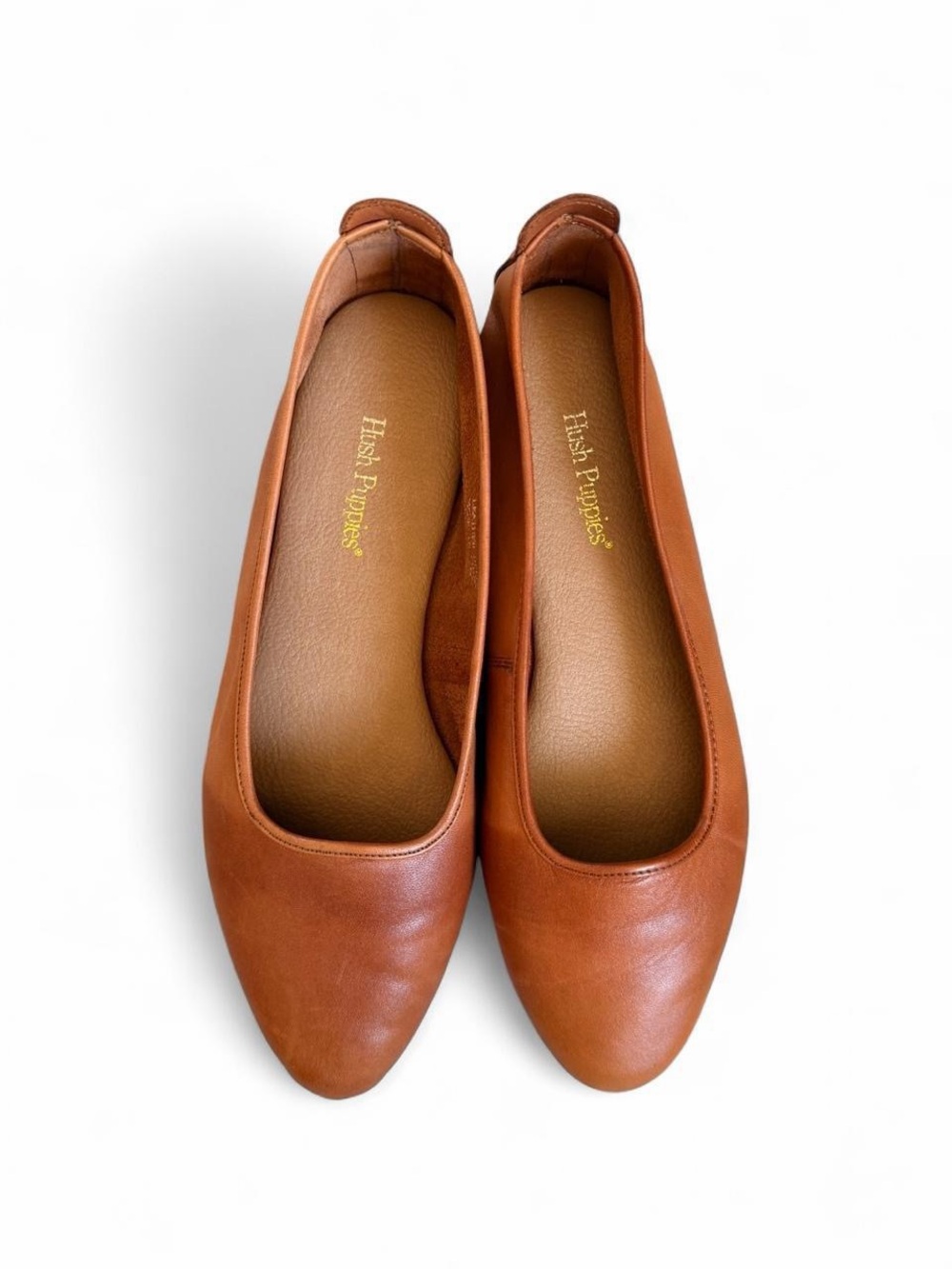 Hush Puppies Women's Tan Leather Ballet Flats-Size 9